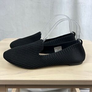 DANSKIN Wish Flats Size 7 Knit‎ Slip On Black Smoking Loafer Ribbed Knit